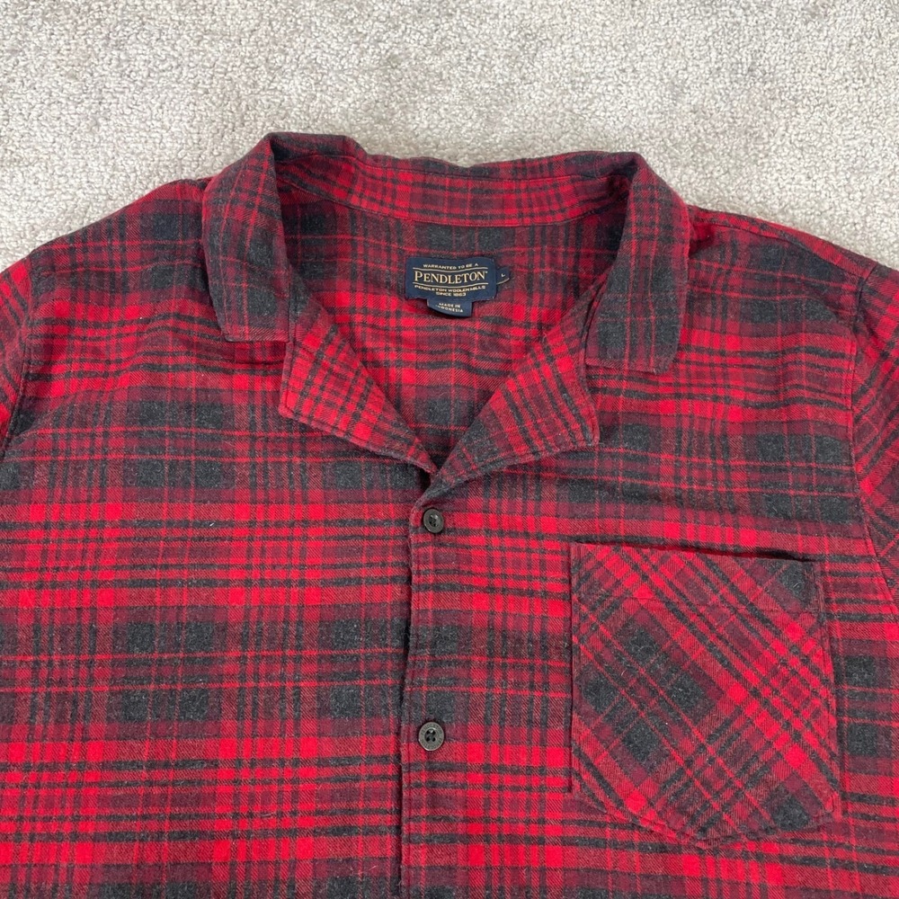Pendleton Flannel Pajama Shirt Mens Large‎ Plaid Button Down Camp Collar Cotton